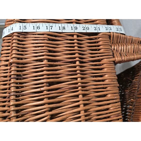 Wicker Woven Double Open Lid Picnic Handled Basket Travelling Camping Storage - Picture 11 of 13